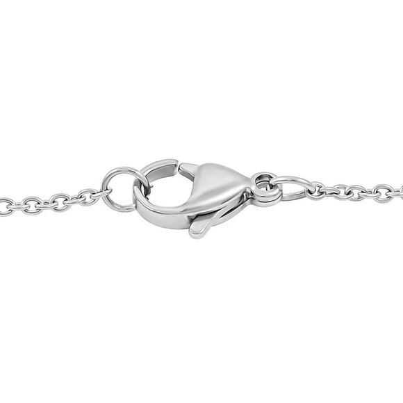 NEW Rectangle Shape Chili Jasper Pendant in Silvertone with Chain - Picture 3 of 3